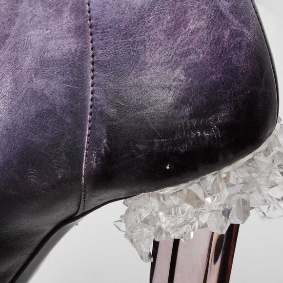 Chanel Purple Leather Crystal CC Pumps Size 6.5/37 - Picture 5 of 6